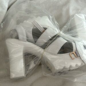 White Faux Leather Heels ~ Size 6